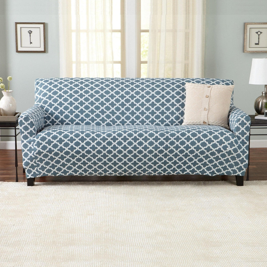 Great Bay Home Slipcovers Sofa / Smoke Blue Twill Stretch Slipcover - Fallon Collection Strapless Stretch Slipcovers | Fallon Collection by Great Bay Home