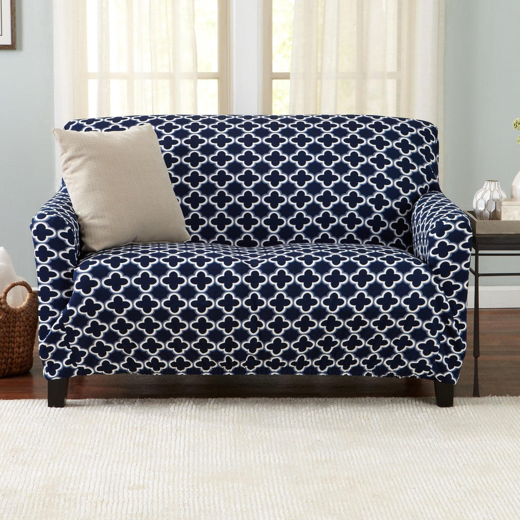 Great Bay Home Slipcovers Loveseat / Navy Twill Stretch Slipcover - Fallon Collection Strapless Stretch Slipcovers | Fallon Collection by Great Bay Home