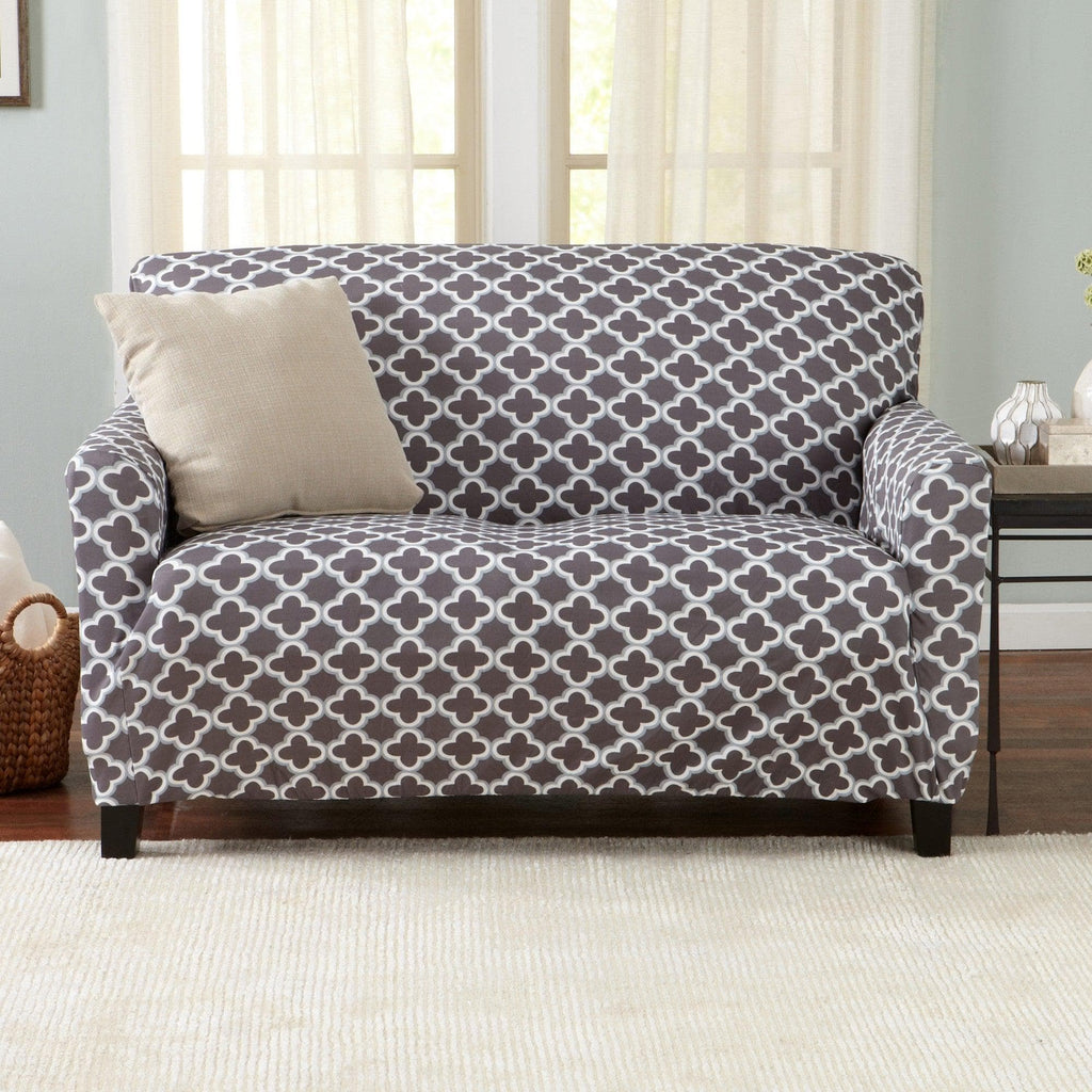 Great Bay Home Slipcovers Loveseat / Charcoal Twill Stretch Slipcover - Fallon Collection Strapless Stretch Slipcovers | Fallon Collection by Great Bay Home