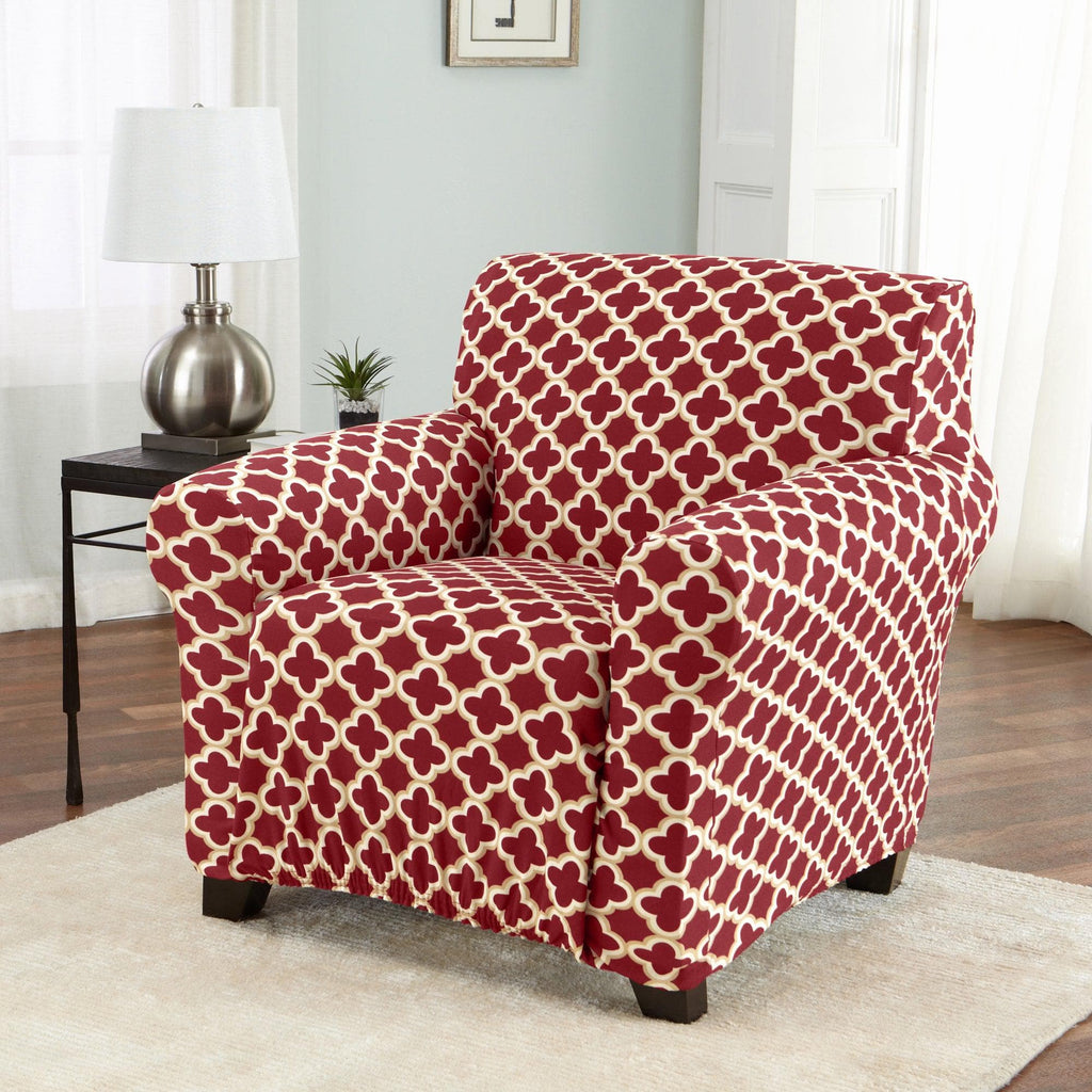 Great Bay Home Slipcovers Chair / Burgundy Twill Stretch Slipcover - Fallon Collection Strapless Stretch Slipcovers | Fallon Collection by Great Bay Home