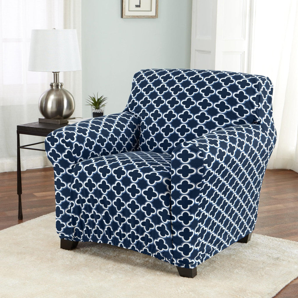 Great Bay Home Slipcovers Chair / Navy Twill Stretch Slipcover - Fallon Collection Strapless Stretch Slipcovers | Fallon Collection by Great Bay Home