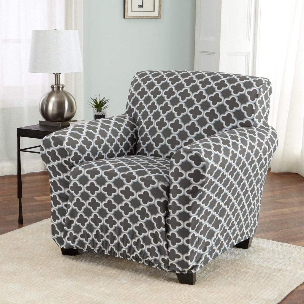 Great Bay Home Slipcovers Chair / Charcoal Twill Stretch Slipcover - Fallon Collection Strapless Stretch Slipcovers | Fallon Collection by Great Bay Home
