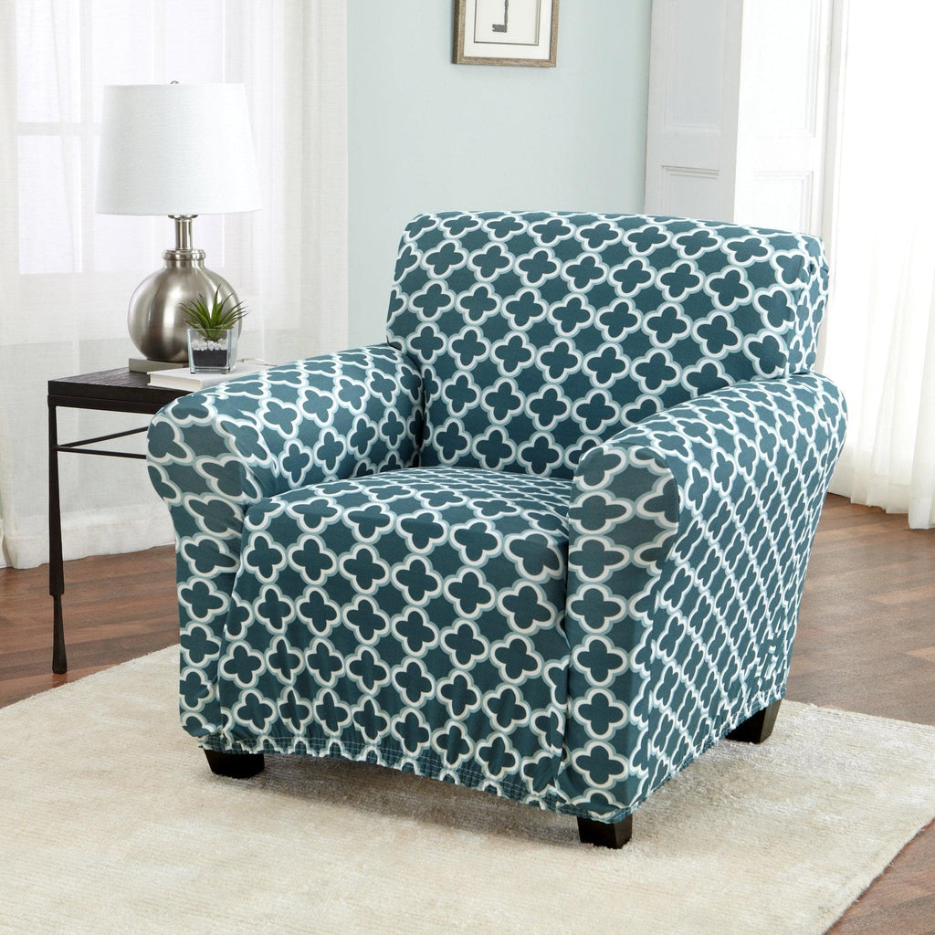 Great Bay Home Slipcovers Chair / Smoke Blue Twill Stretch Slipcover - Fallon Collection Strapless Stretch Slipcovers | Fallon Collection by Great Bay Home
