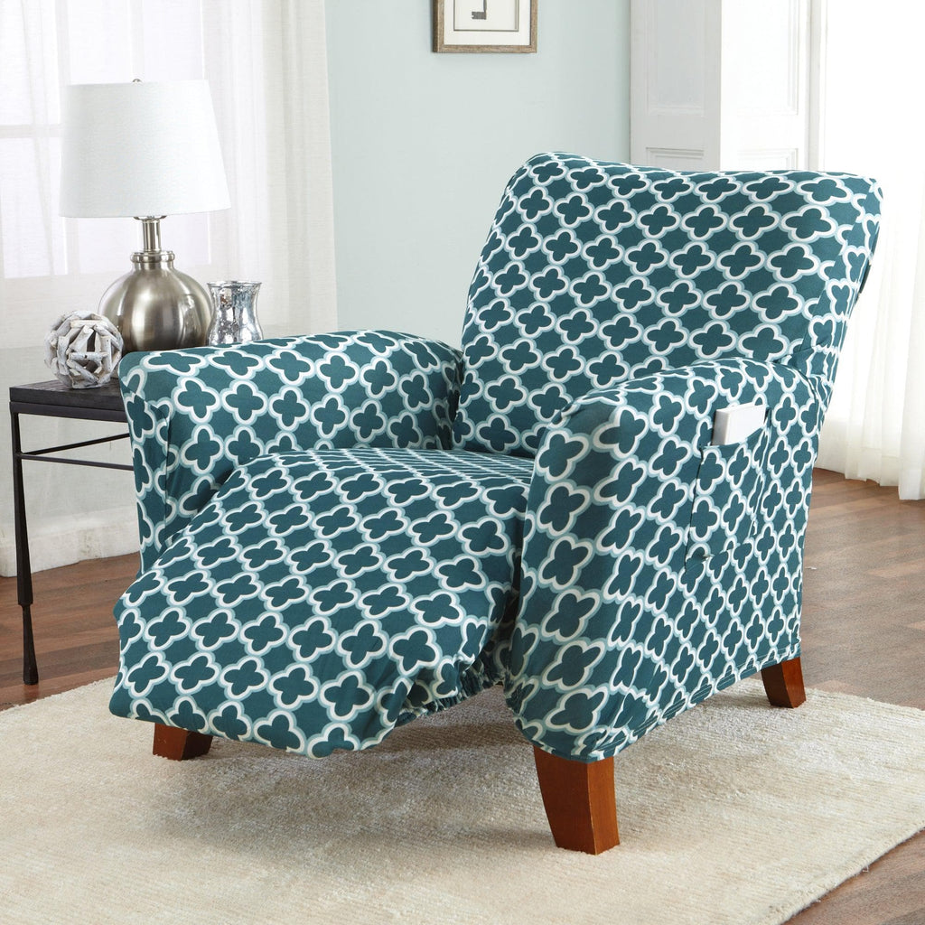 Great Bay Home Slipcovers Recliner / Smoke Blue Twill Stretch Slipcover - Fallon Collection Strapless Stretch Slipcovers | Fallon Collection by Great Bay Home