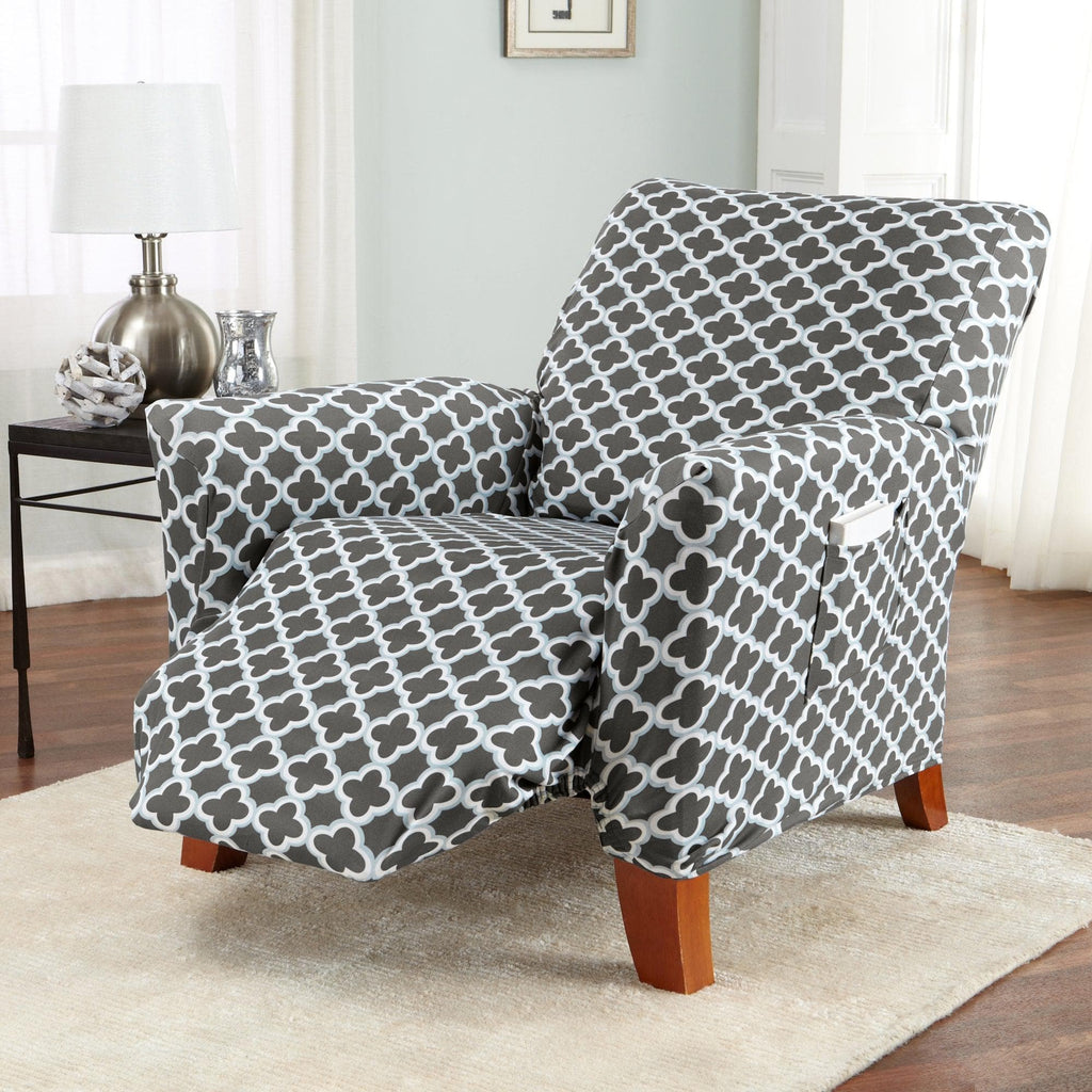 Great Bay Home Slipcovers Recliner / Charcoal Twill Stretch Slipcover - Fallon Collection Strapless Stretch Slipcovers | Fallon Collection by Great Bay Home