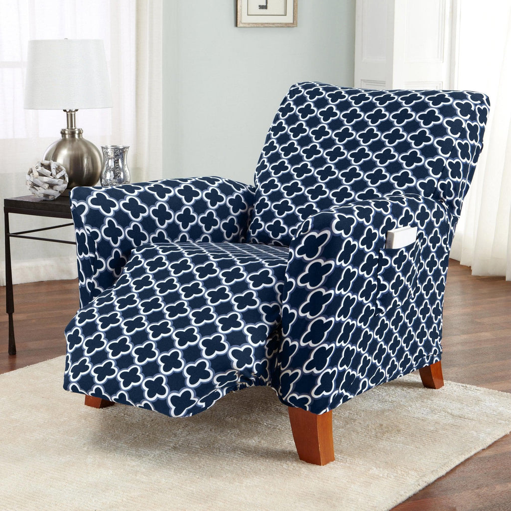 Great Bay Home Slipcovers Recliner / Navy Twill Stretch Slipcover - Fallon Collection Strapless Stretch Slipcovers | Fallon Collection by Great Bay Home