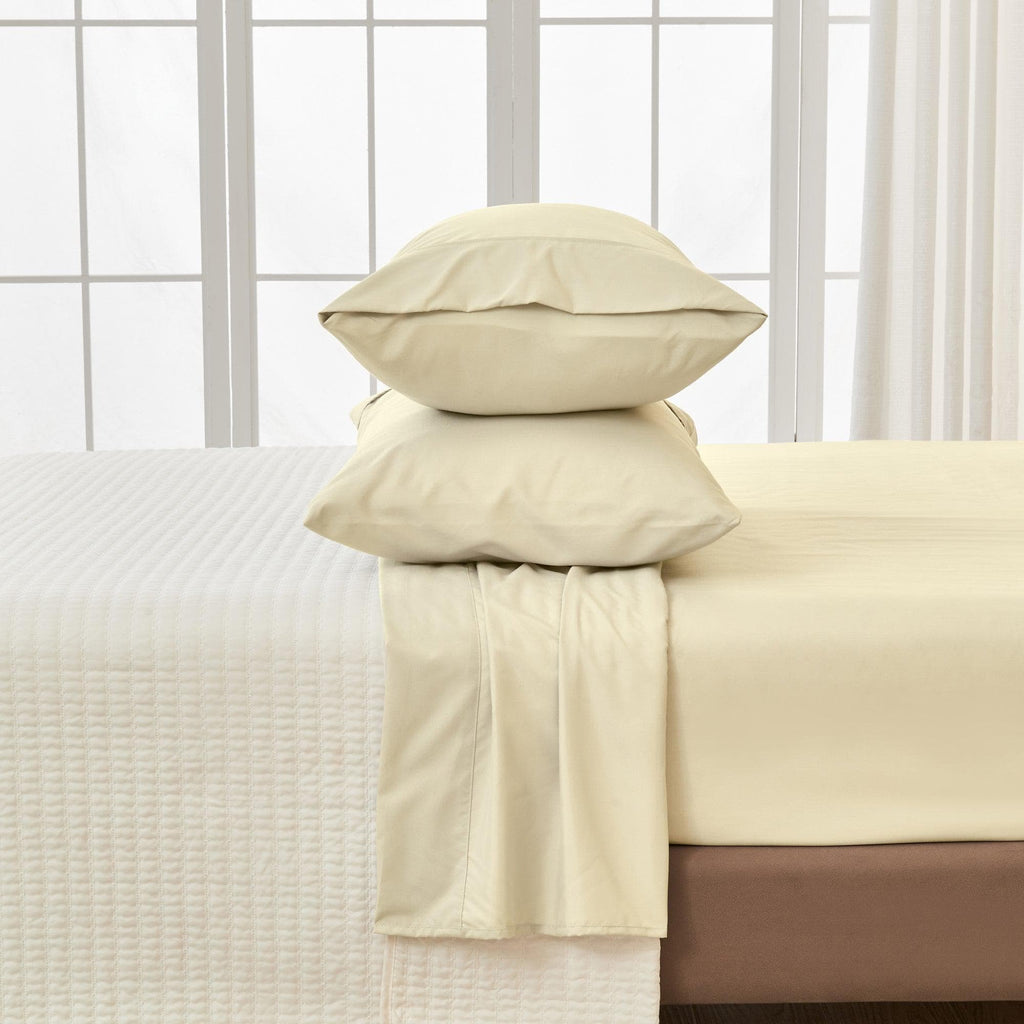 greatbayhome Twin / Natural 4 Piece Solid Microfiber Sheet - Amara Collection 4 Piece Solid Microfiber Sheet | Amara Collection by Great Bay Home