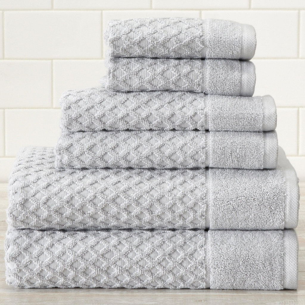 Great Bay Home 100% Cotton Textured 6 Piece Towel Set Ivory