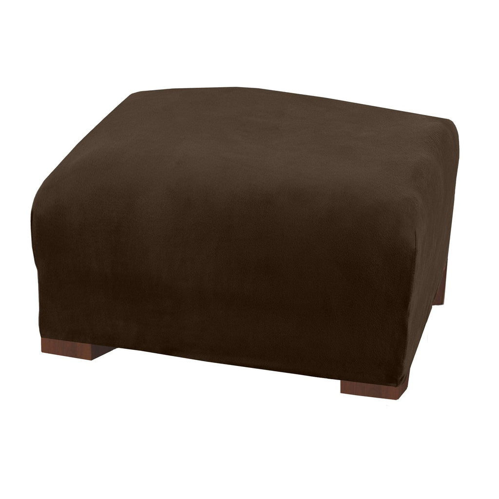 Great Bay Home Slipcovers Ottoman XL / Walnut Brown Velvet Stretch Slipcover - Gale Collection Velvet Form Fit Stretch Slipcovers | Gale Collection by Great Bay Home