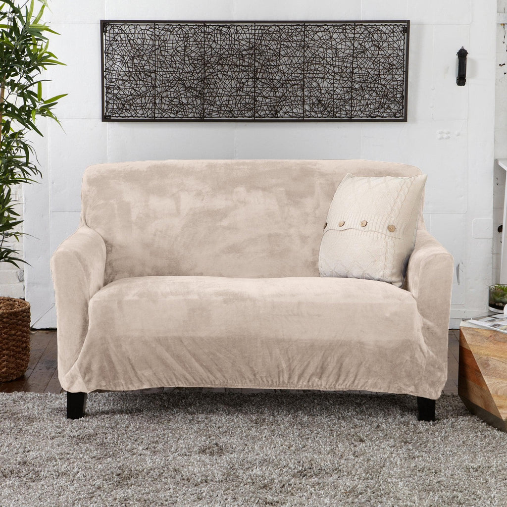 Great Bay Home Slipcovers Loveseat / Silver Cloud Velvet Stretch Slipcover - Gale Collection Velvet Form Fit Stretch Slipcovers | Gale Collection by Great Bay Home