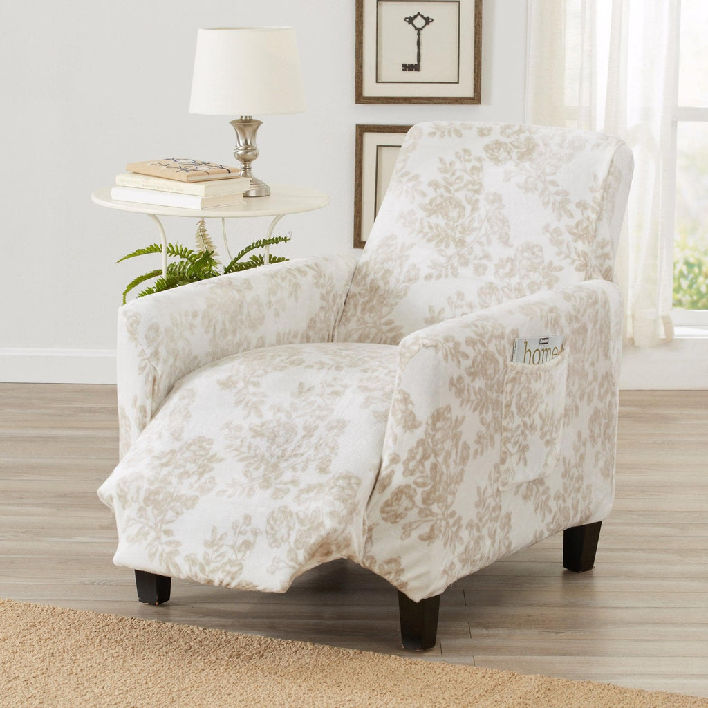 Stain resistant grey velvet form fit stretch slipcover from the Gale Collection at Great Bay Home